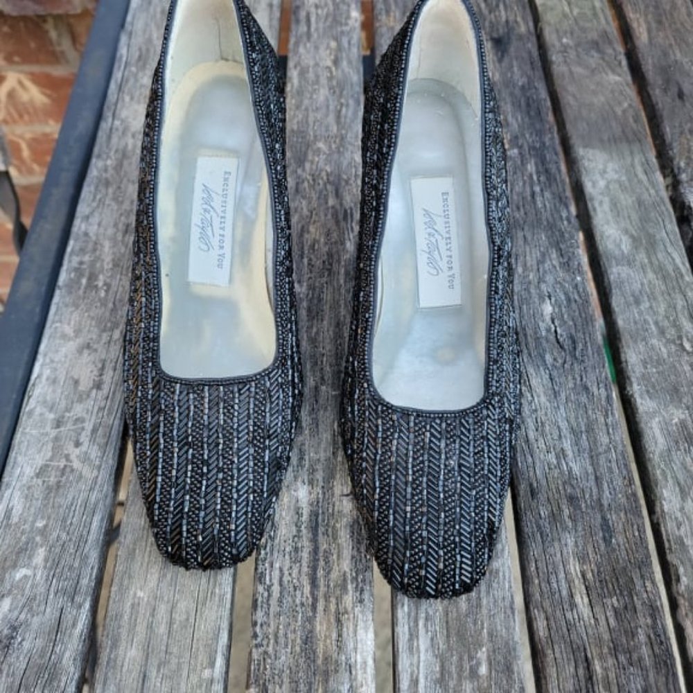 Vintage Lord & Taylor Black Beaded OCCASION  Pumps